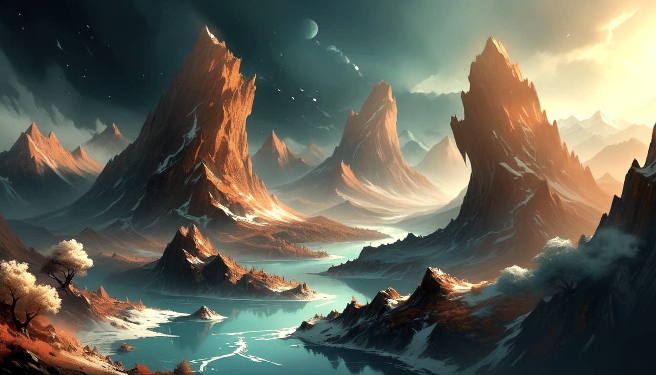 Mysterious Mountains in Dreamlike Atmosphere