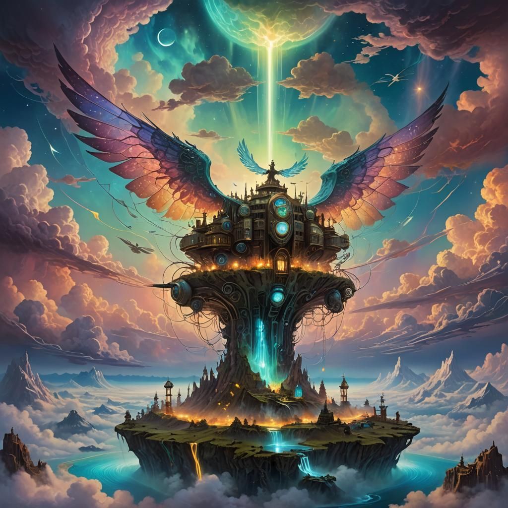 Ethereal Being on Floating Island, Digital Matte Painting