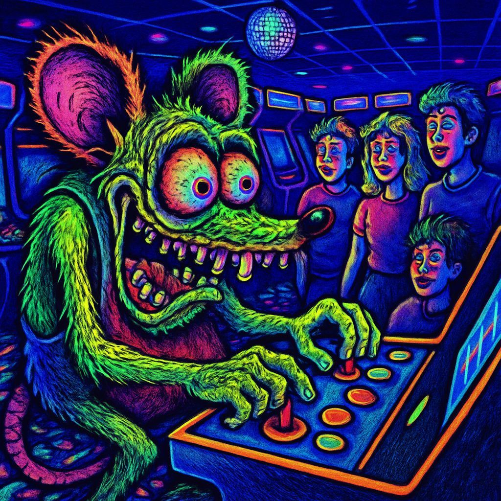 Grotesque Ratfink Gaming Champion in Neon Arcade