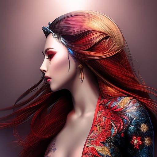 Woman with Candle: Vibrant Watercolor Graffiti Art