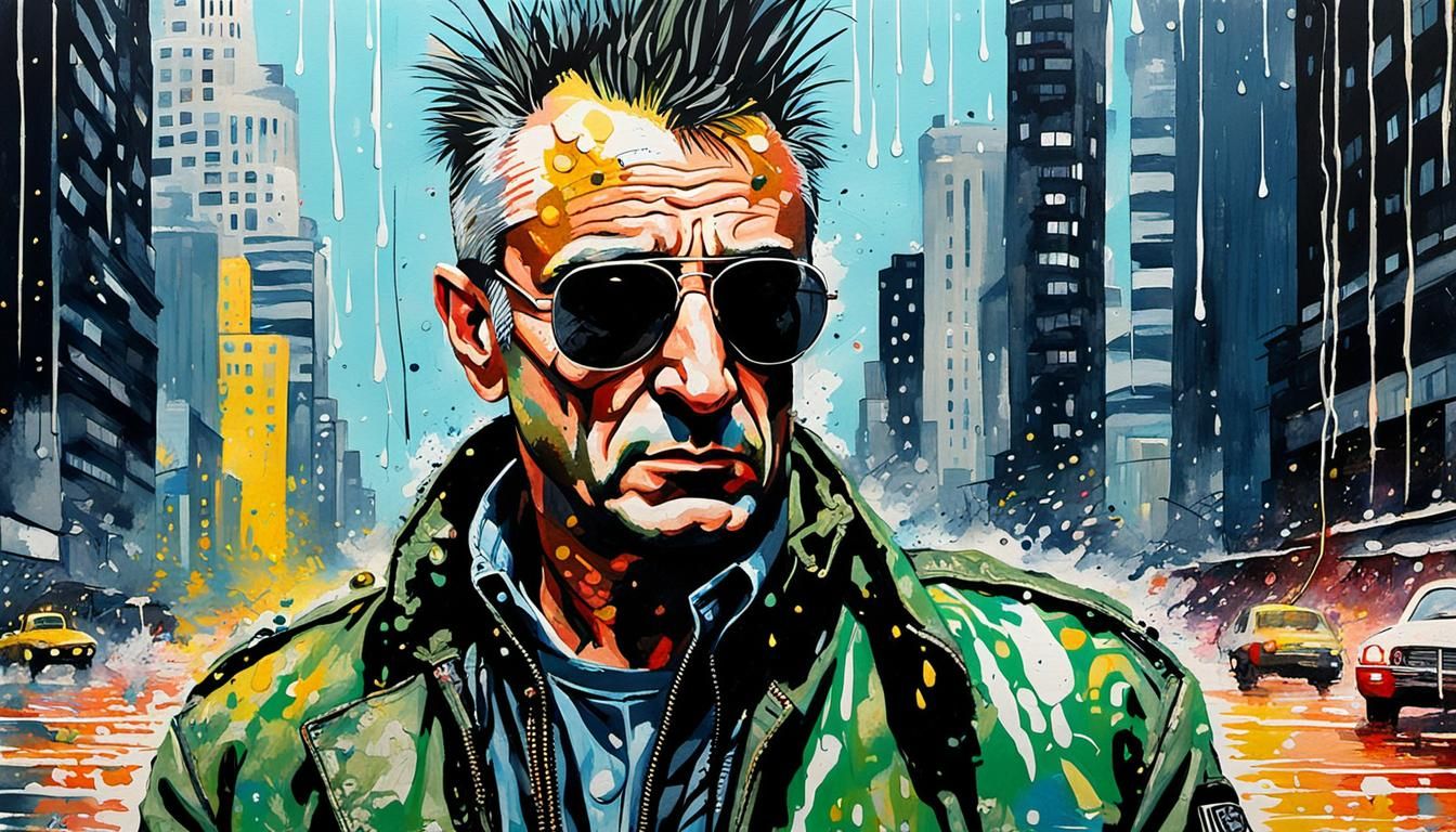 Travis Bickle Portrait in Watercolor Pop Art Style
