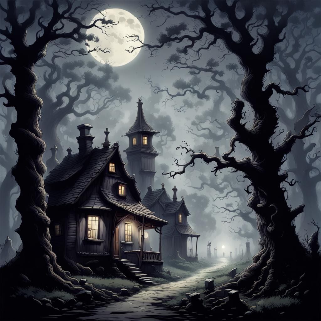 You find yourself deep within a dark haunted village