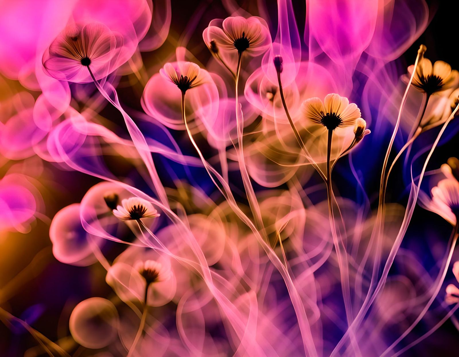 Sepia Smokeflowers in Golden Hour Light