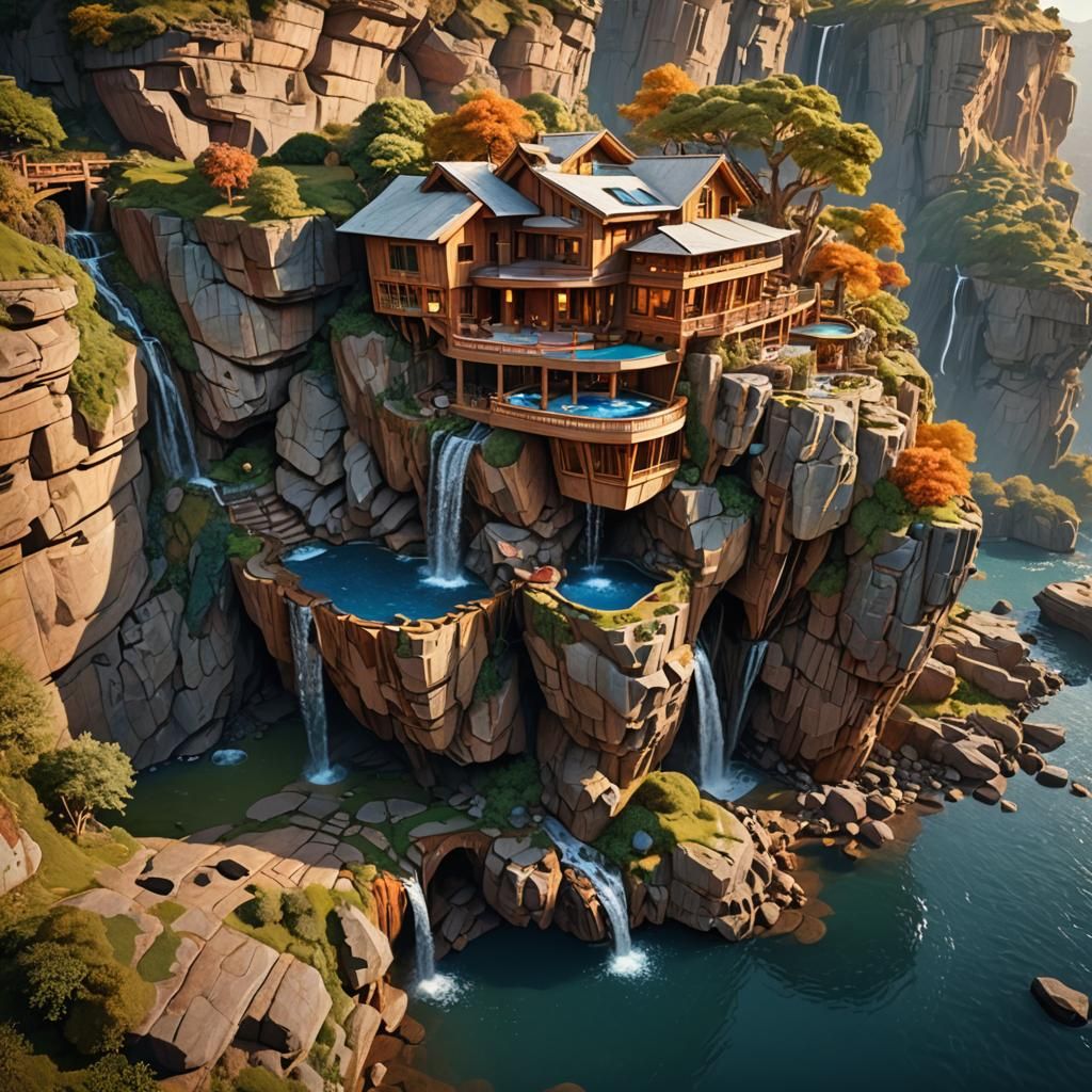 Cliffside House with Impossible Architecture