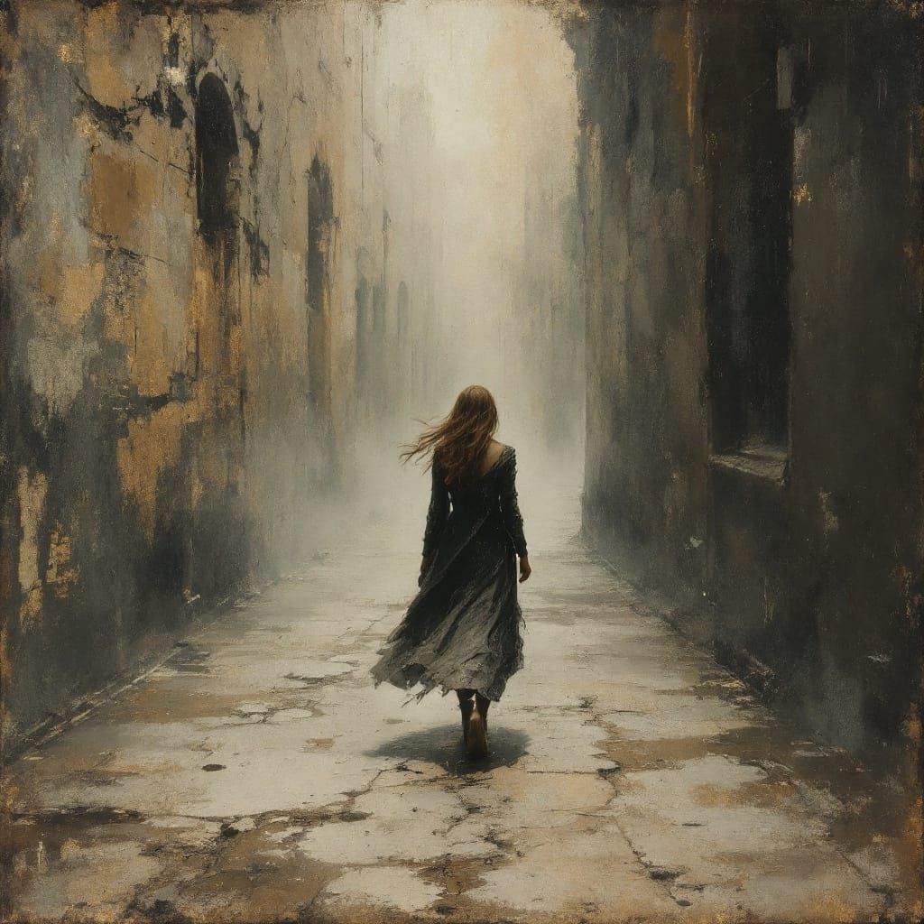 Atmospheric Gothic Streets in Turner and Kiefer Style