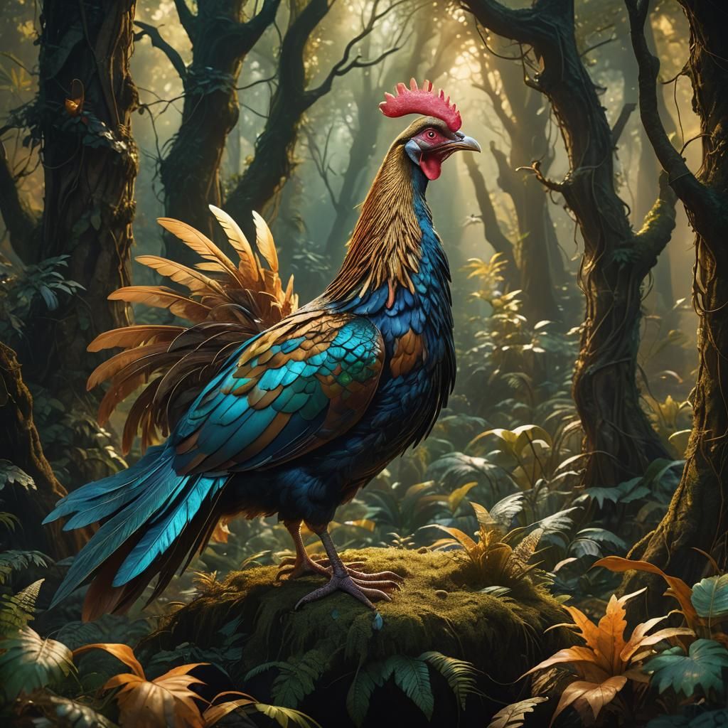 Majestic Fowl in Mystical Forest Concept Art