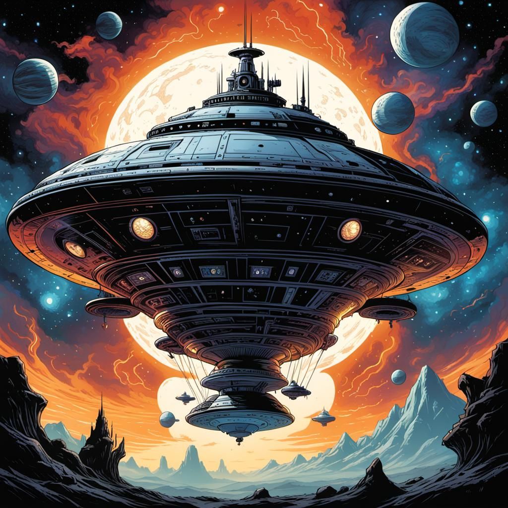 Lady Jane in Space Saucer Comic Art