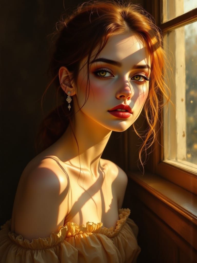 Woman's Radiant Portrait in Golden Hour Light