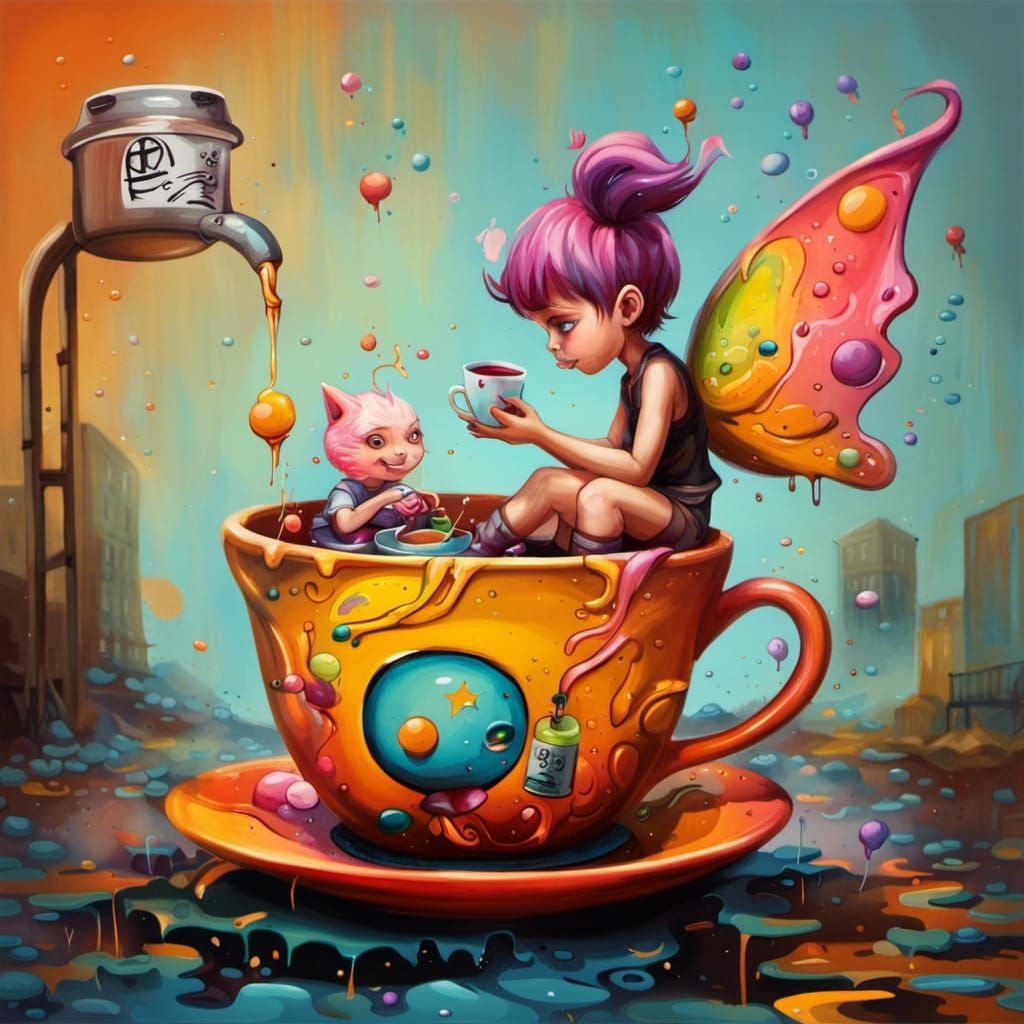 Tea Cup Pixie in Graffiti Playground Art