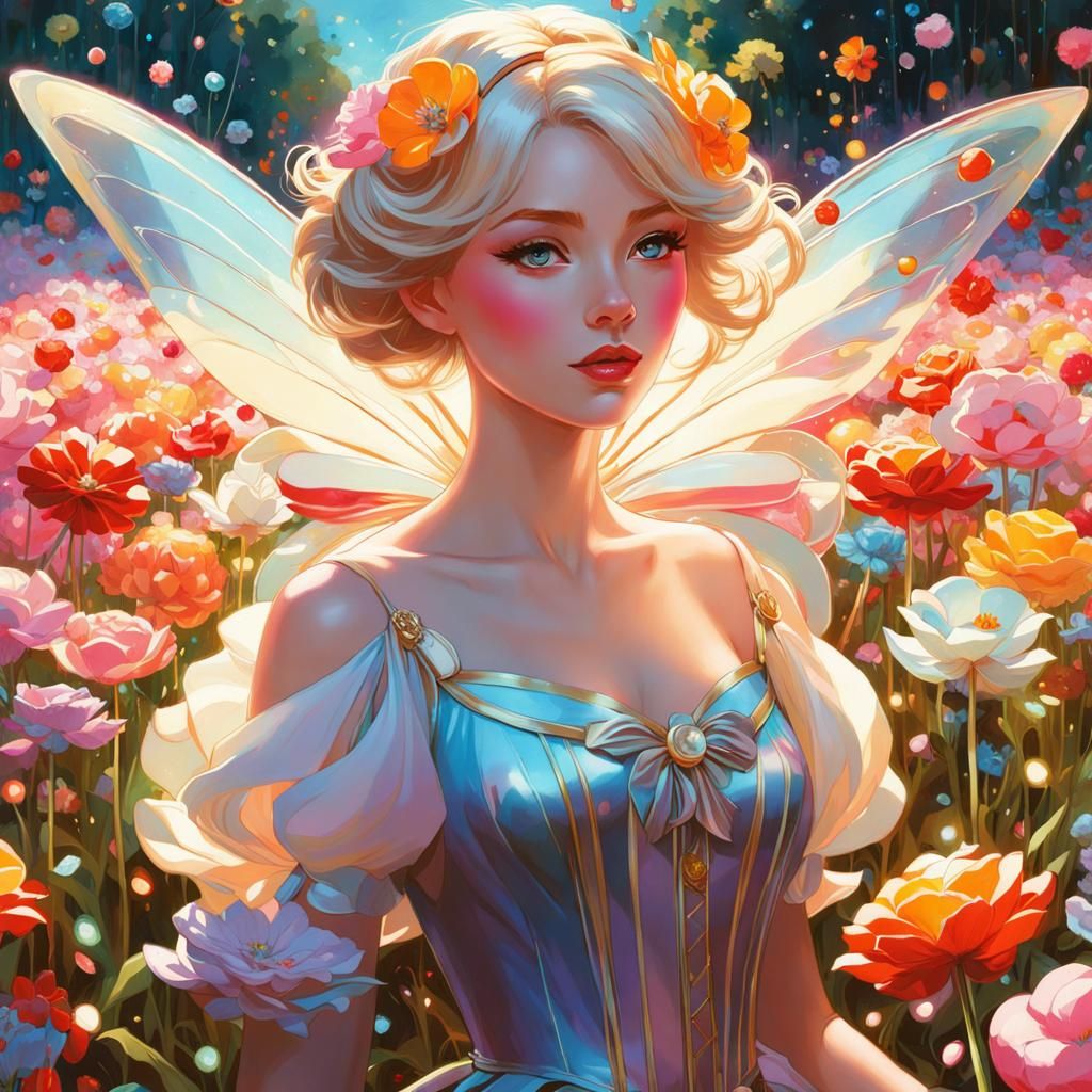 Fairy in a field of flowers