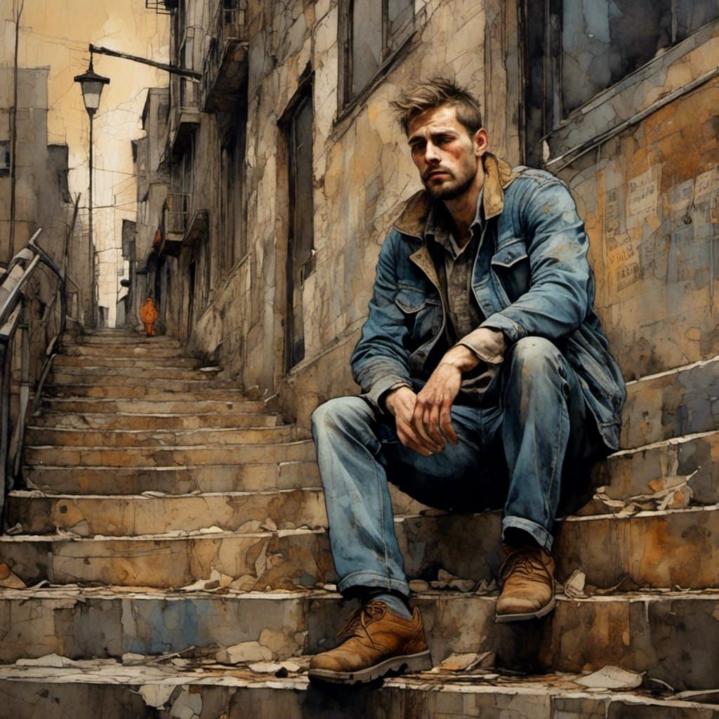 Gritty Urban Worker in Ashcan School Style