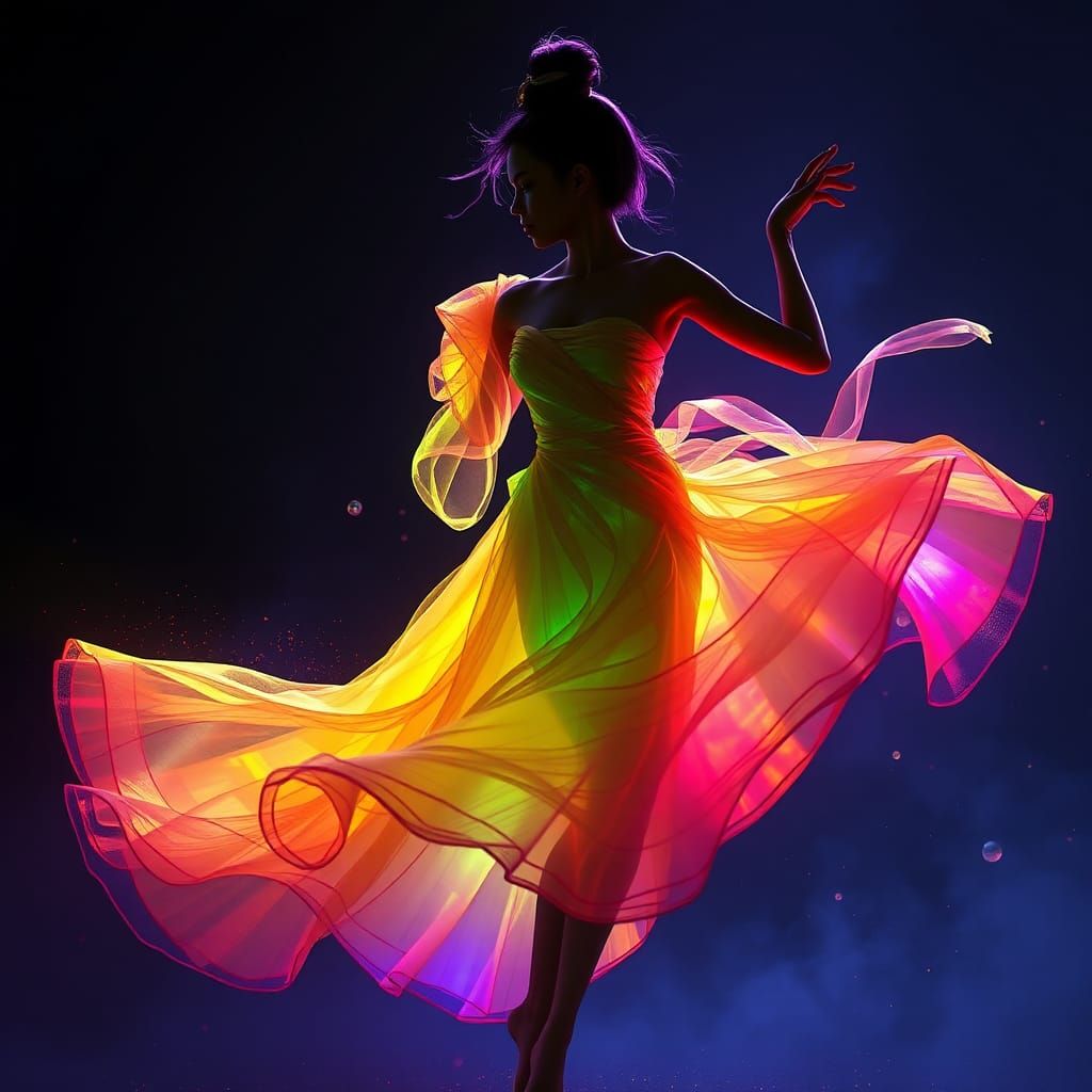 Fluorescent Dancer Silhouette: Fantasy Concept Art