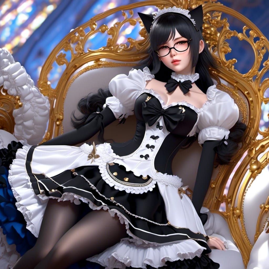 Anime Maid with Cat Ears in Detailed 3D Art