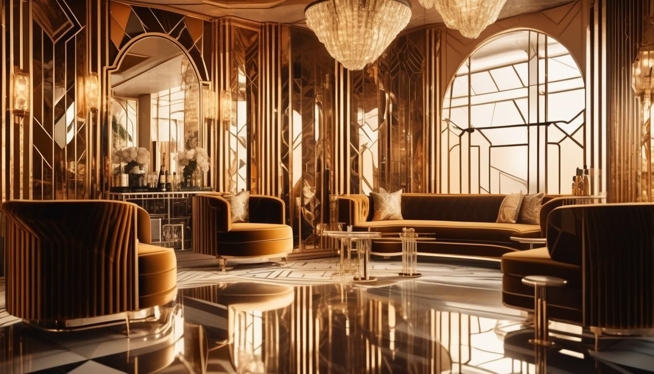 Luxurious Art Deco Lounge with Geometric Patterns