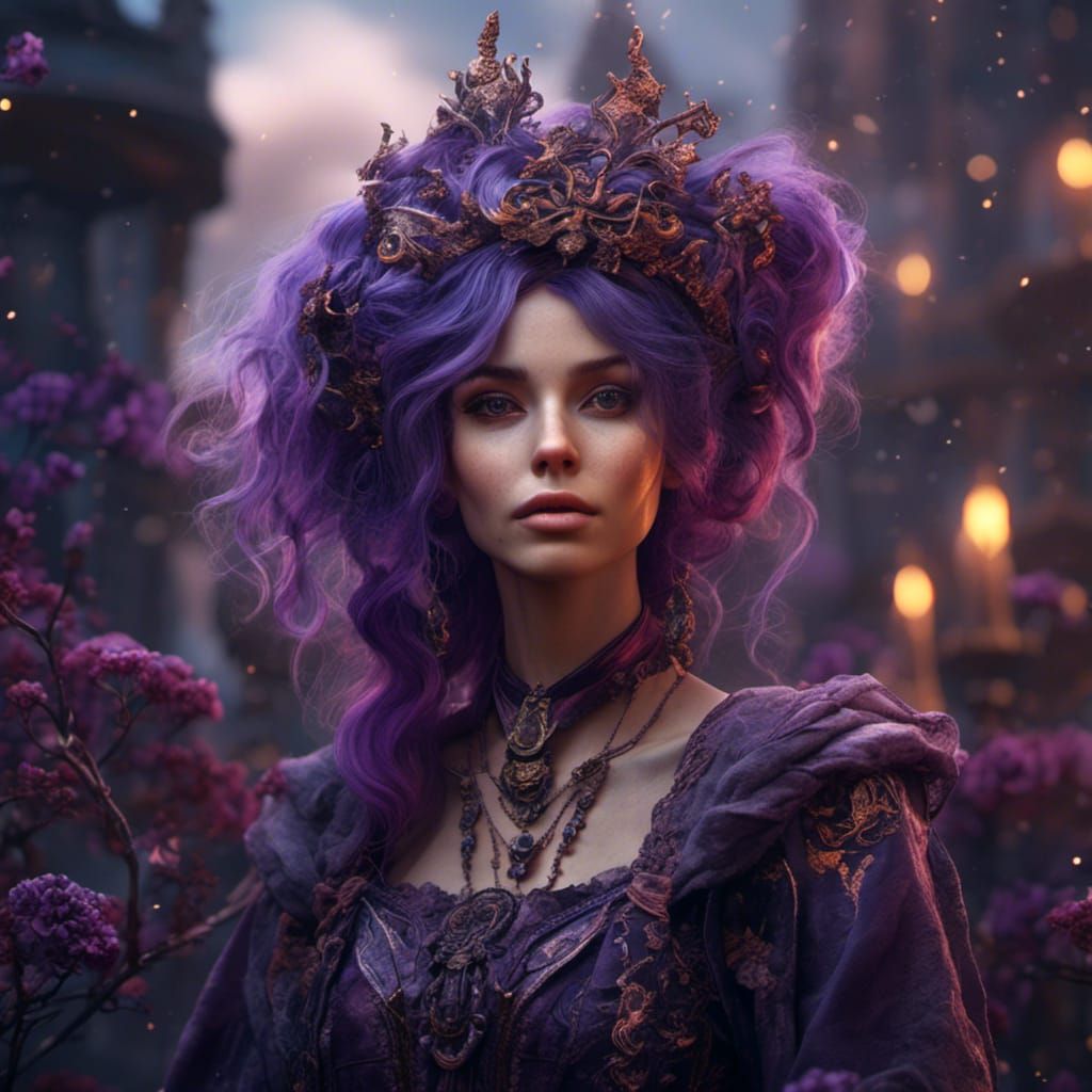 <lora:NC Hyperreal:1.0> Beautiful gothic purple haired woman