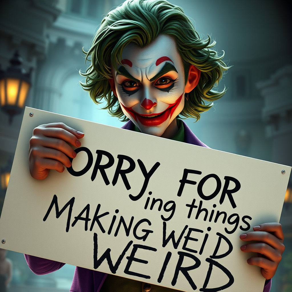 Young Joker Apologizes in Hyperdetailed 3D Rendering
