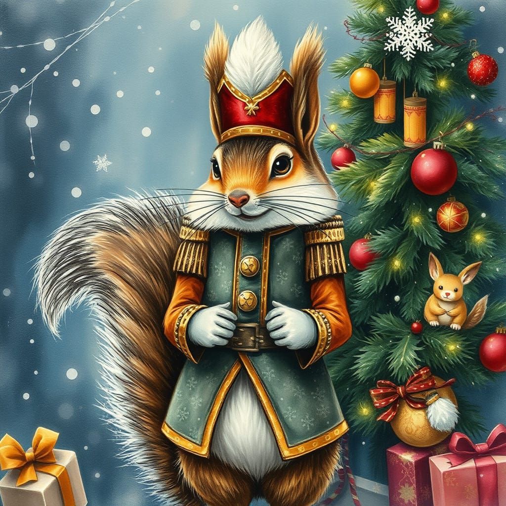 Victorian Whimsy Squirrel Family Scene