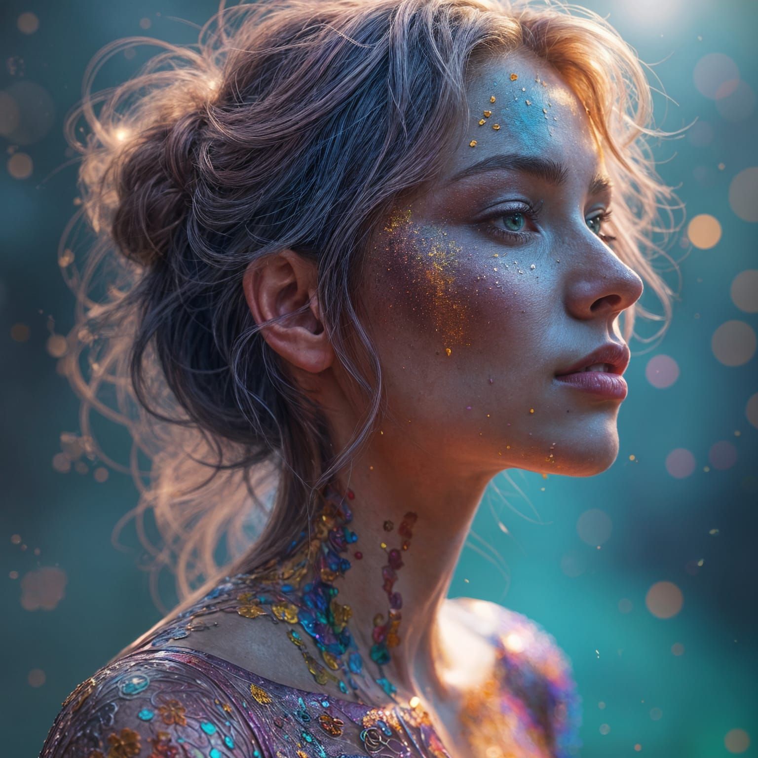 Woman in Colorful Paint: Fantasy Concept Art