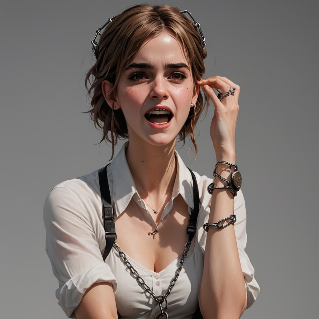 Restrained Figure in Anime Style with Intricate Details