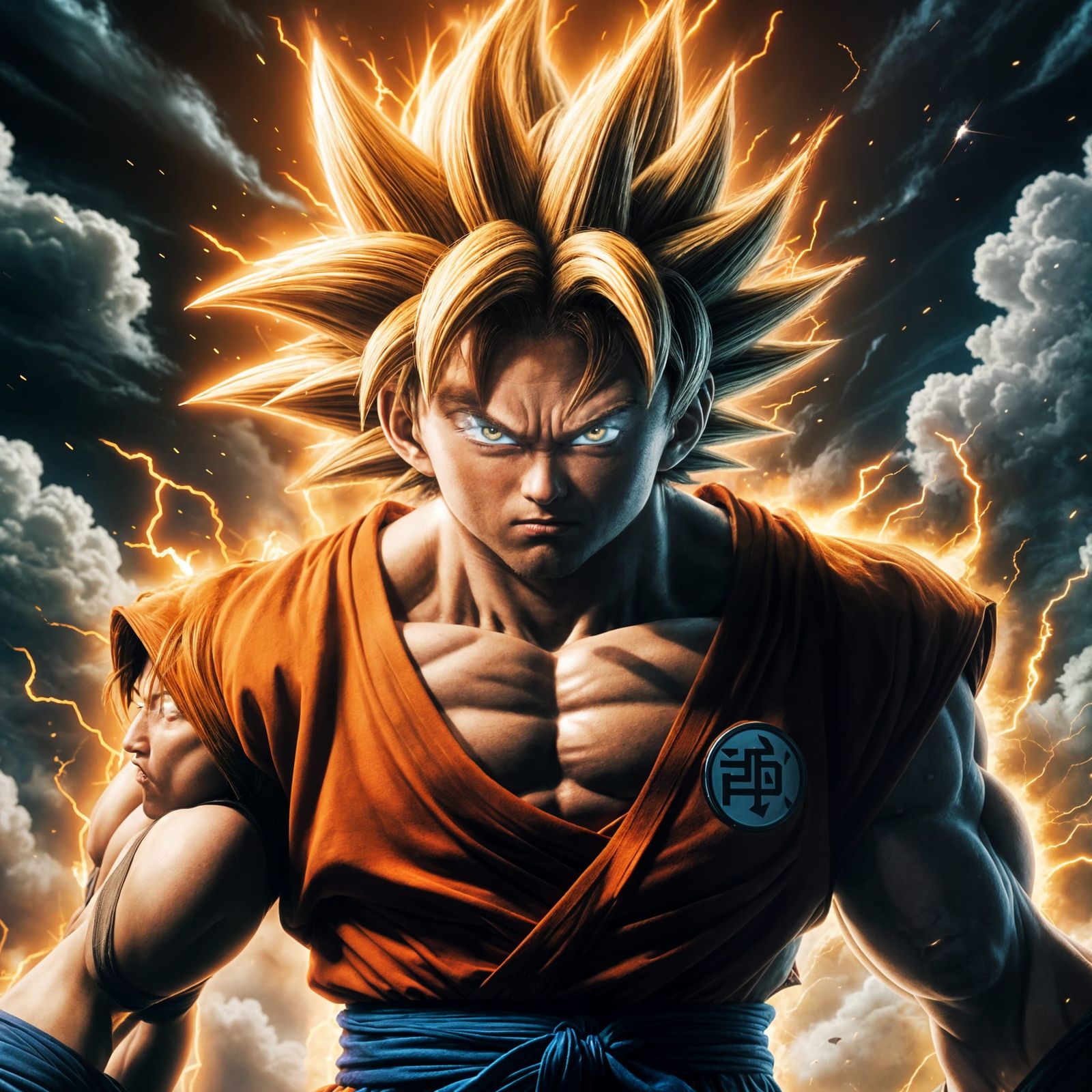 Goku Transforms into a Vibrant Super Saiyan in Cinematic Glo...