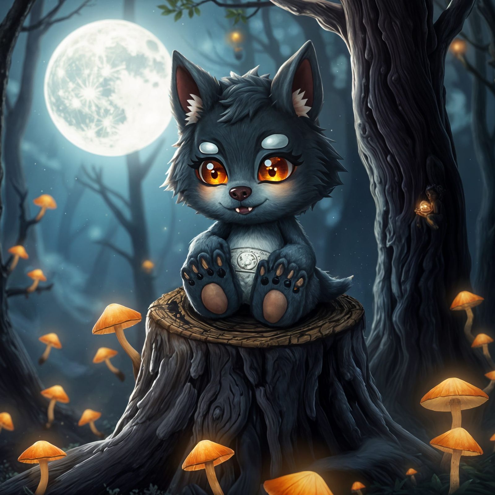 Adorable Baby Werewolf in Enchanted Forest