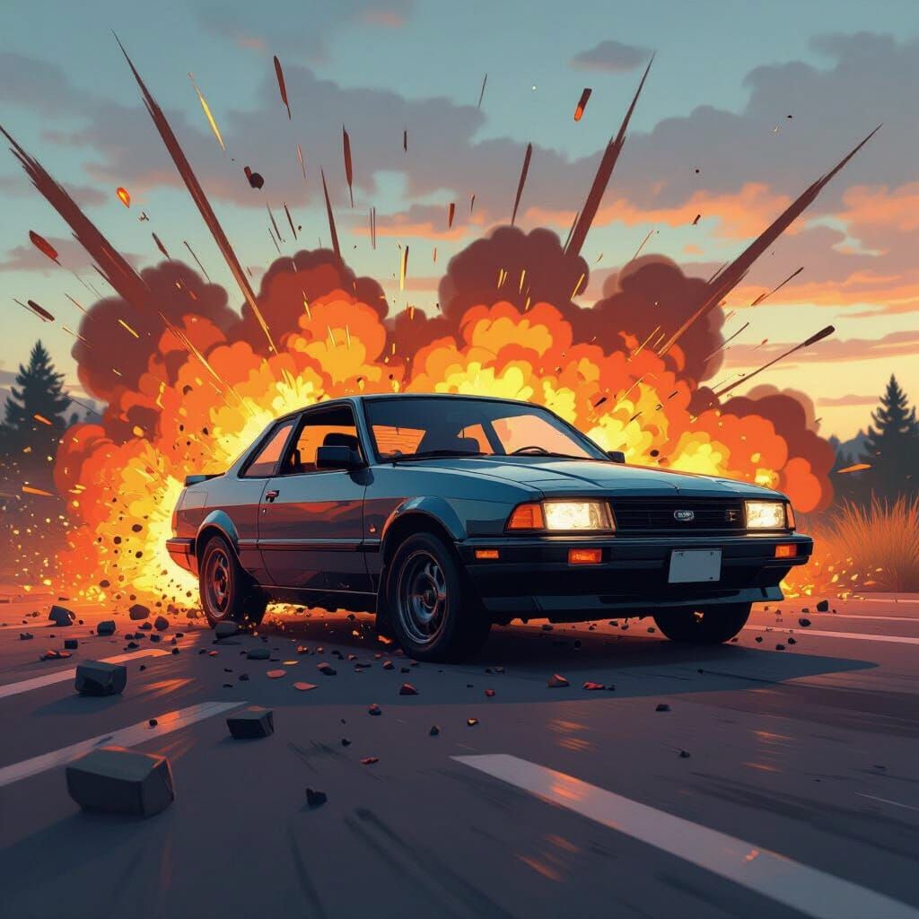 Crashing Car Logo in Vector Style Design