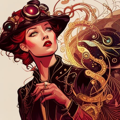Steampunk Scarlet Witch Digital Painting