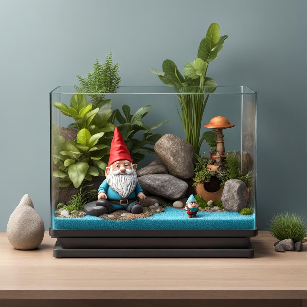 Pet Gnome and Gnomling in their Gnome Tank.