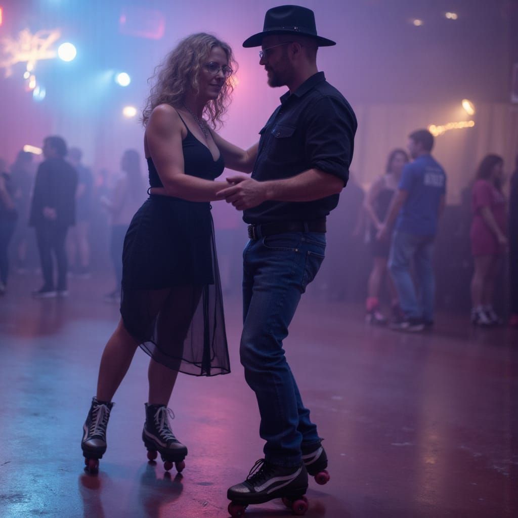 Neon Skating Romance: Acrobatic Dance Competition