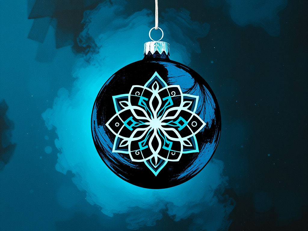 Christmas Bauble Spirograph in Chinese Ink Style