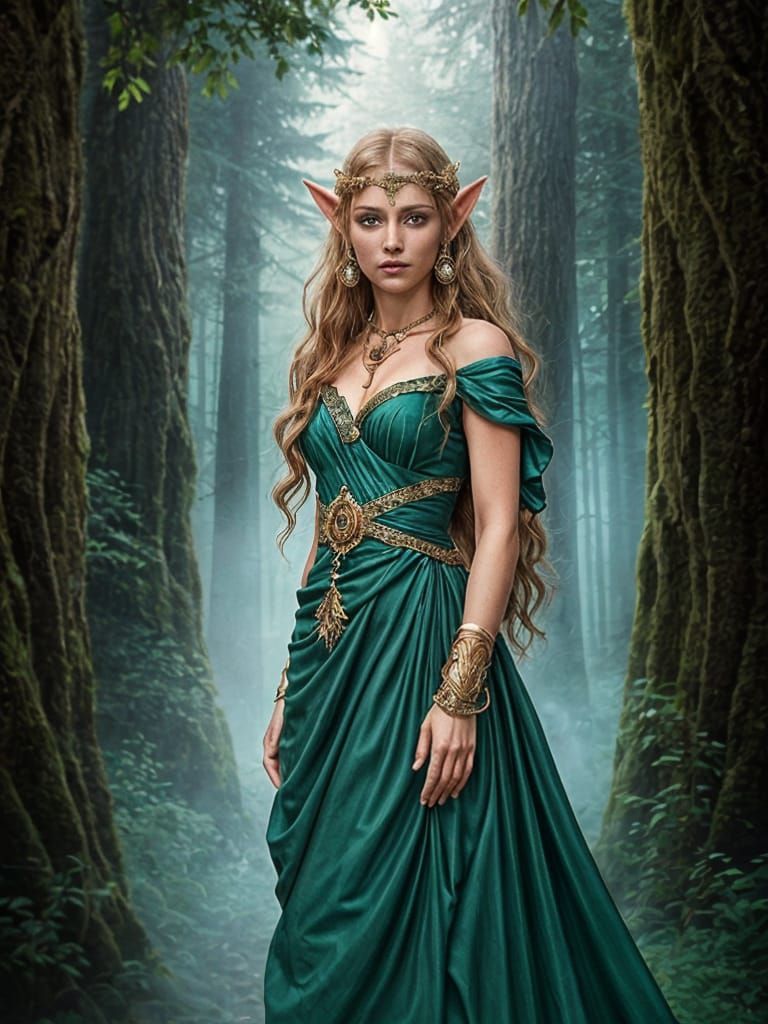 A realistic elven portrait of a beautiful elf female