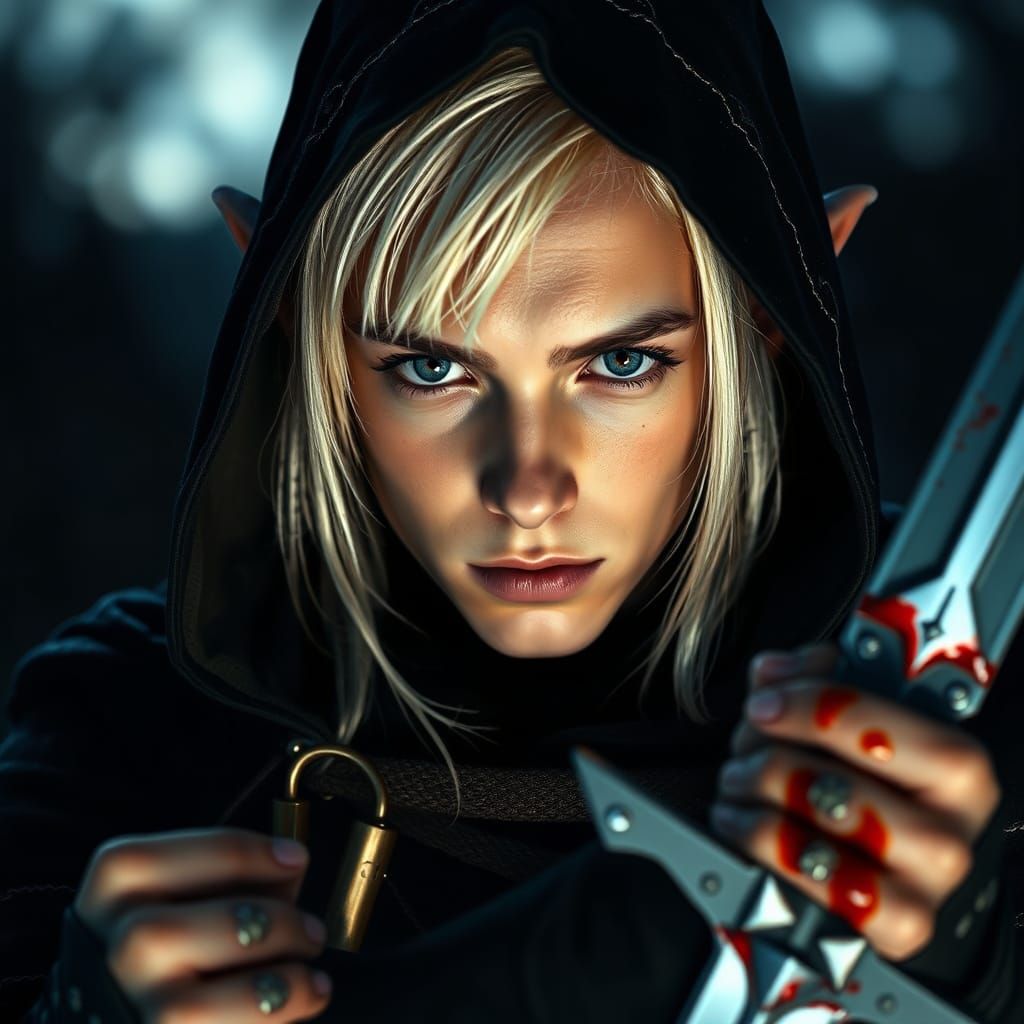 Elf Assassin in Moonlight: Medieval Portrait