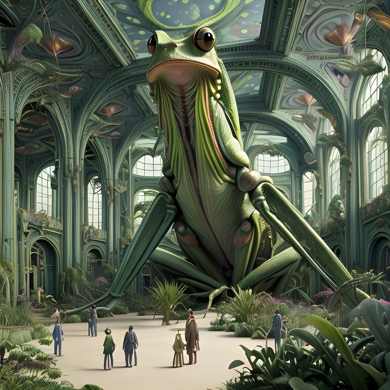 Hybrid Creatures Gather, Hyperrealistic Psychedelic Art