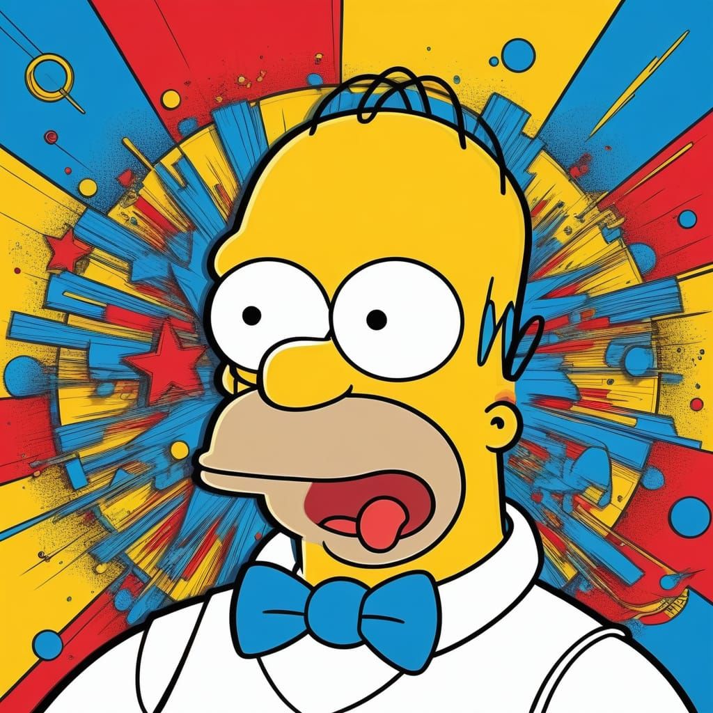 Pop Art Homer Simpson Exclaims Doh in Bold Yellow and Blue