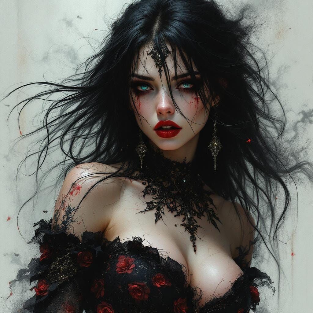 Gothic Horror Barbarian Warrior Woman Illustration