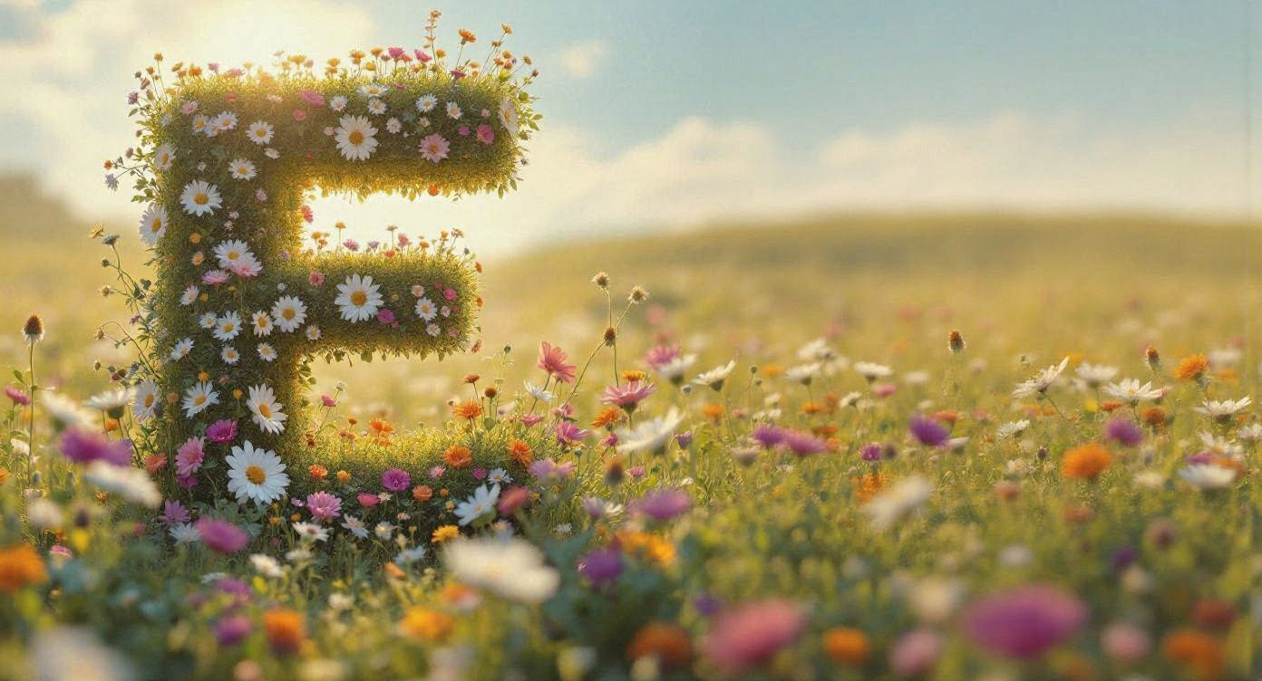 Letter E in a Beautiful Natural Setting