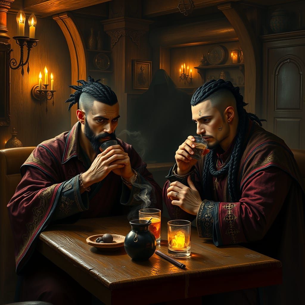 Mysterious Sorcerer's Tavern in Warm Candlelight