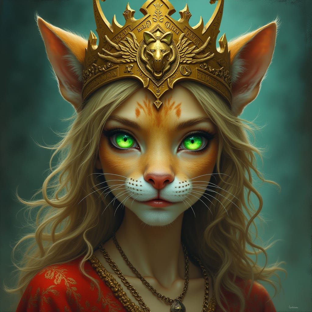 Lyran Queen with Lion Features and Runed Crown