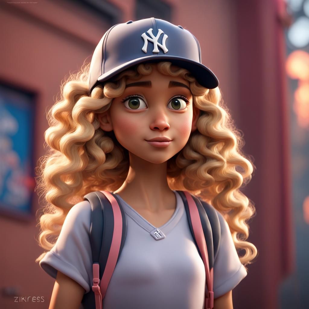Girl with Baseball Cap: 3D Digital Art