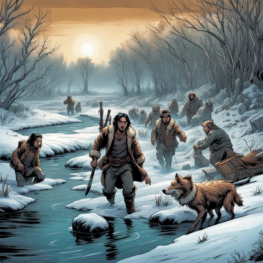 Fur Trappers in Yucatan Winter: Comic Book Art