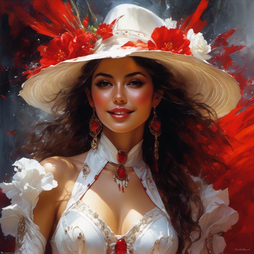 Beautiful Mexican Woman in White Latex, Hyperreal Style