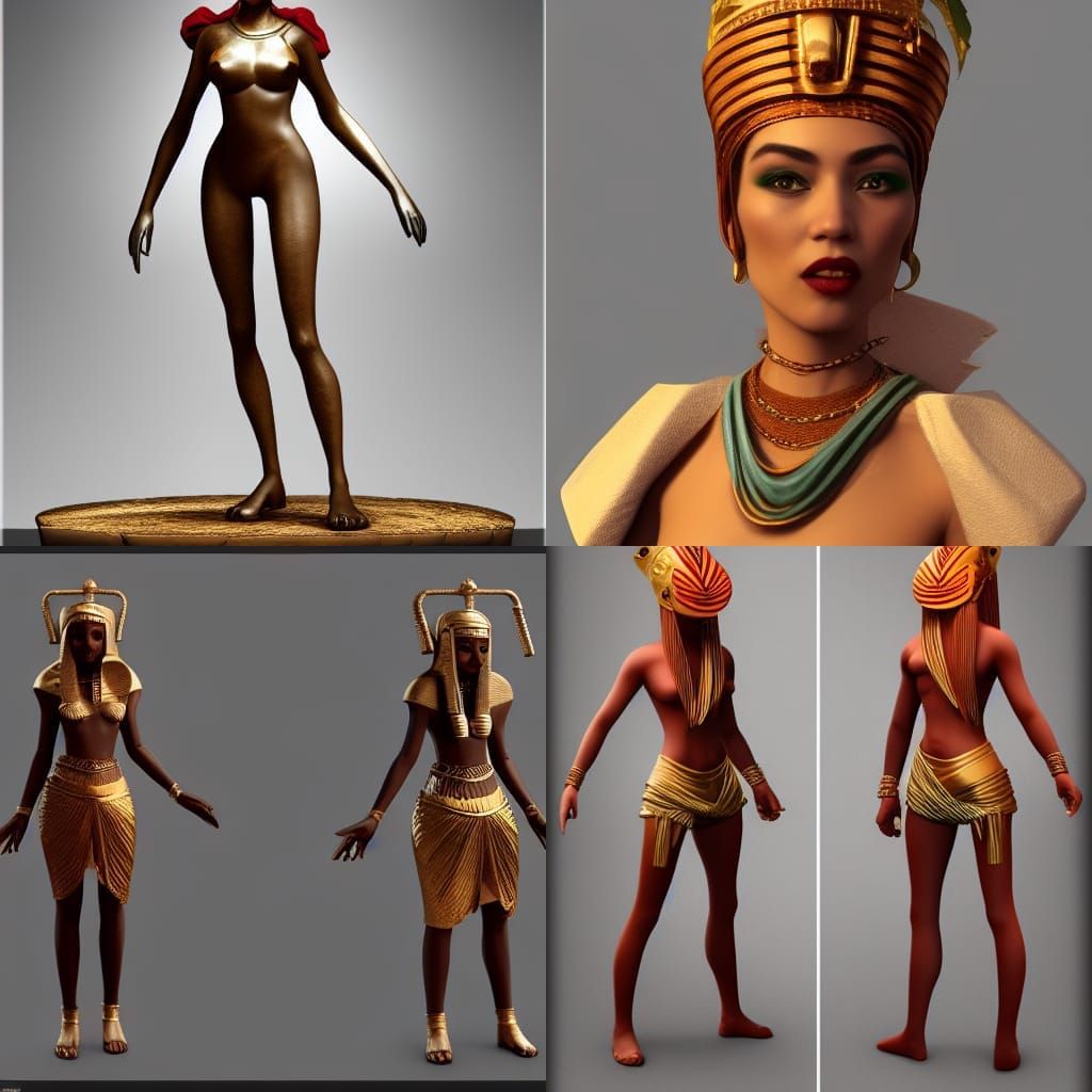 Egyptian Woman with Fairies, Digital Art