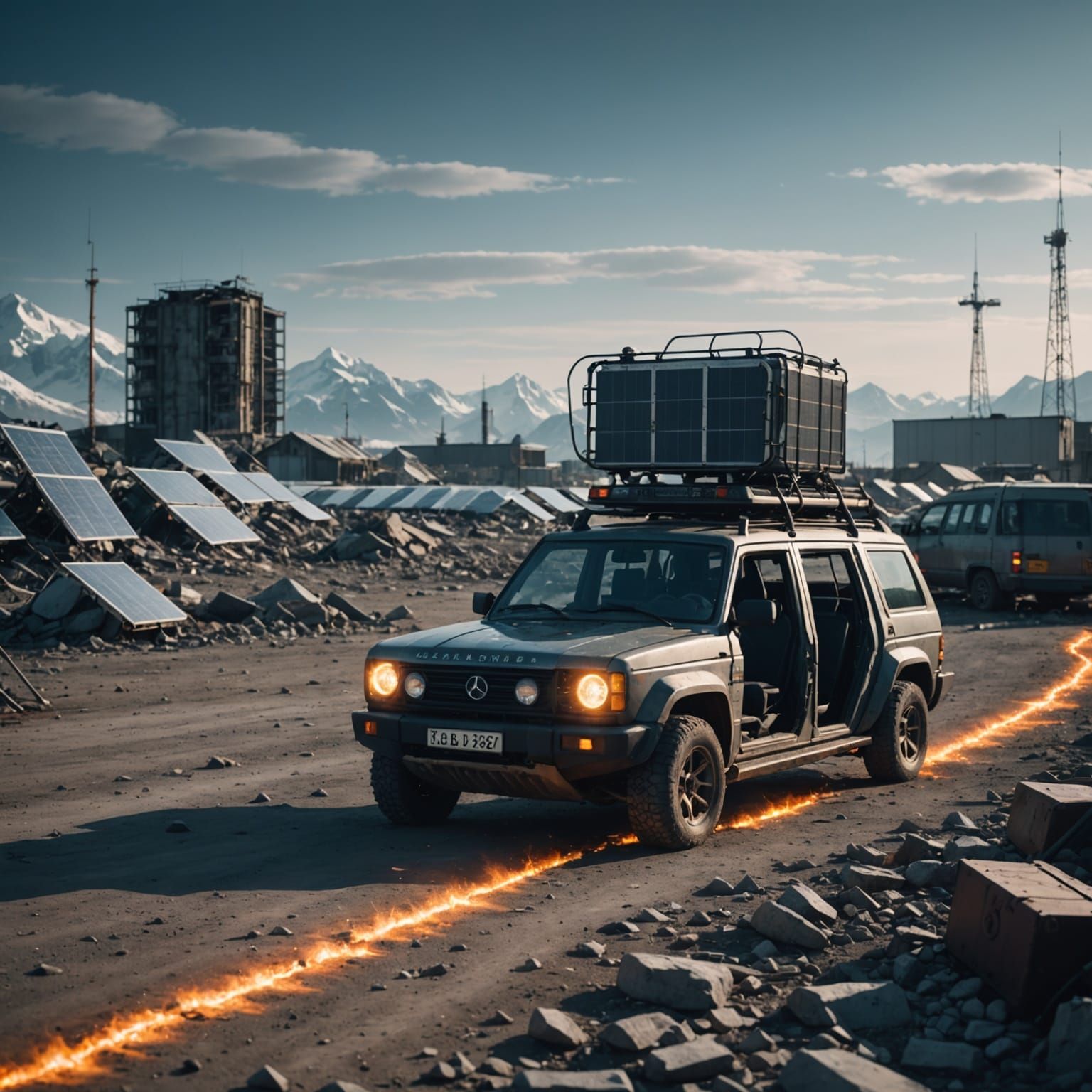 Glowing Time-Portal in a Futuristic Deserted City