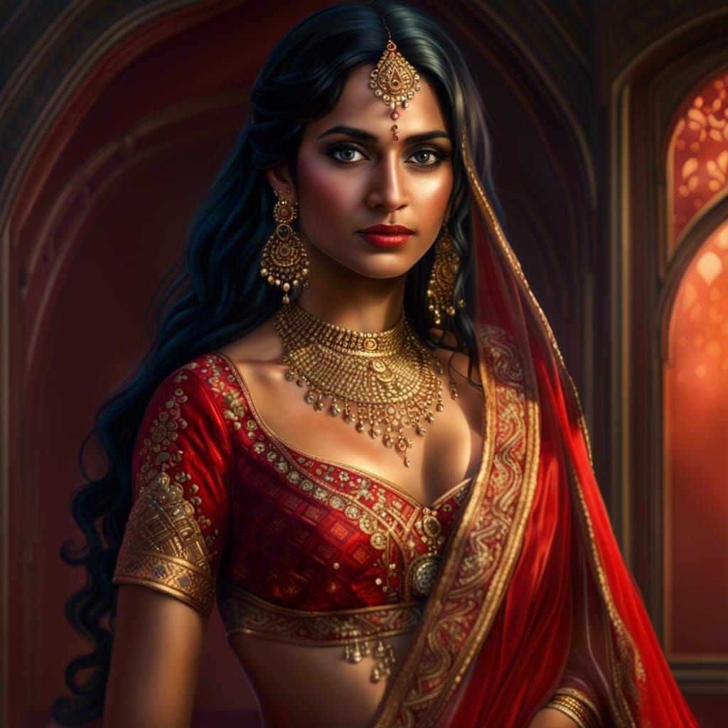 Beautiful Indian Bride in Red Lehenga, 8K Resolution