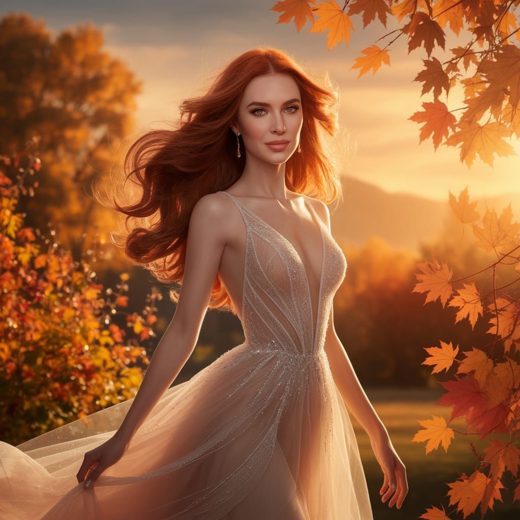 Radiant Woman Bathed in Golden Sunset Light