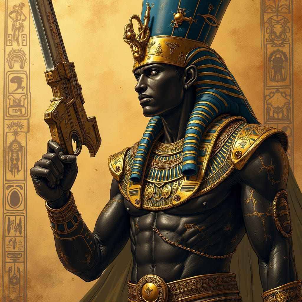 Amazing epic patent drawing black and gold biopunk meets ste...