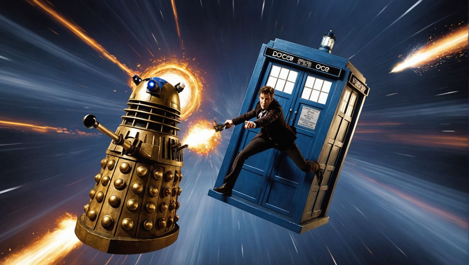 TARDIS and Tenth Doctor in Time Vortex