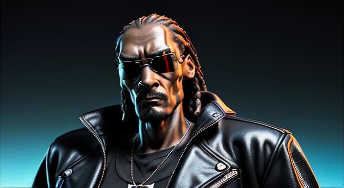 Terminator T-800 as Snoop Dogg in Pixar Style