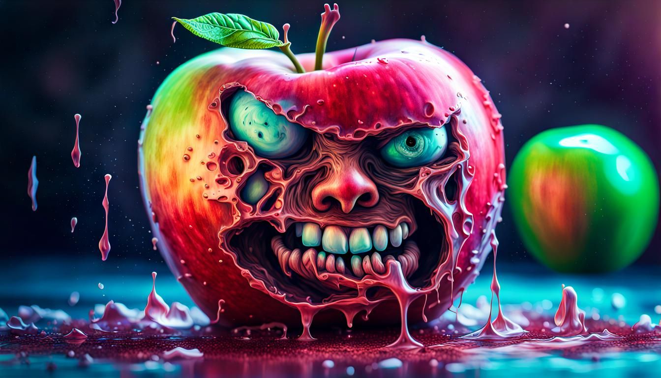 Sad Rotten Apple in Holographic Cosmic Art