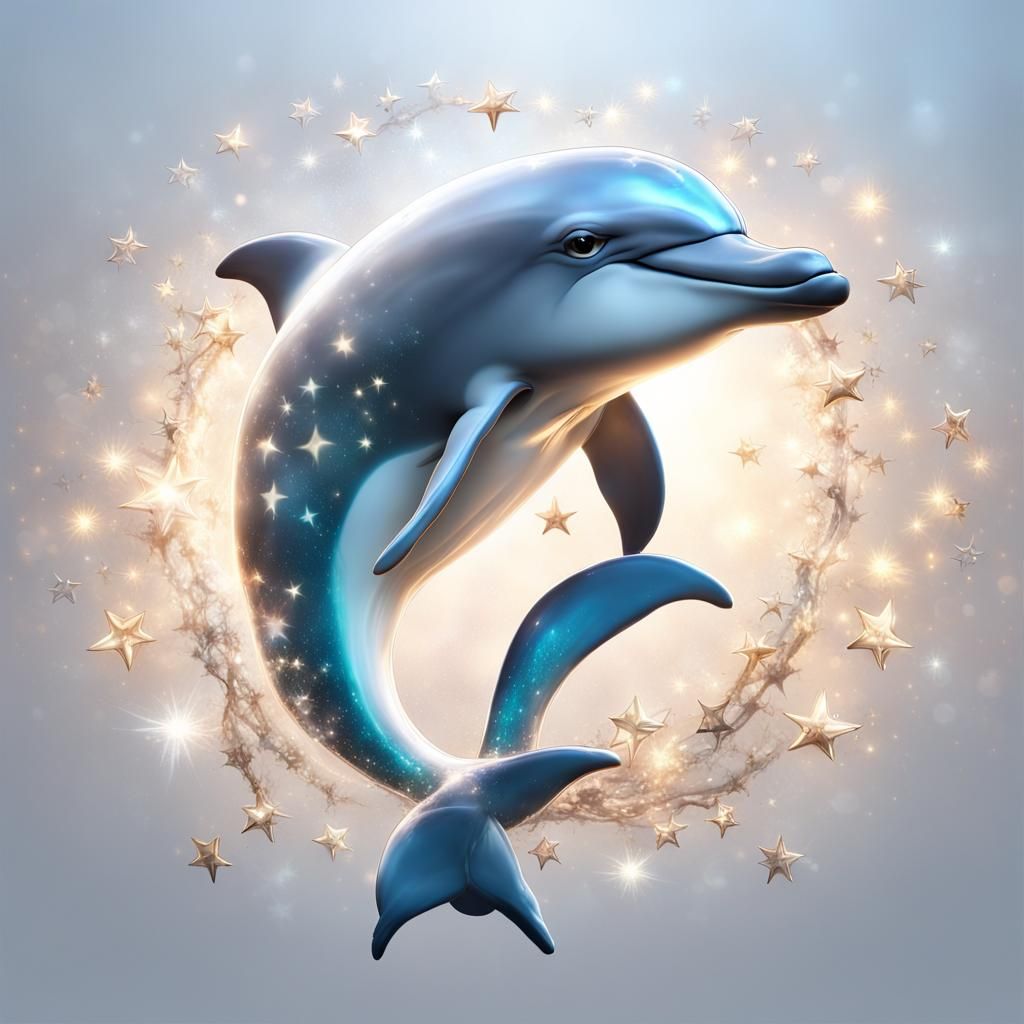Dolphin Among Stars: Digital Fantasy Art